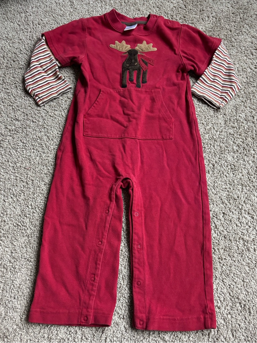 Gymboree 2T Red Moose Chrismtas Holiday Winter Romper with Snaps